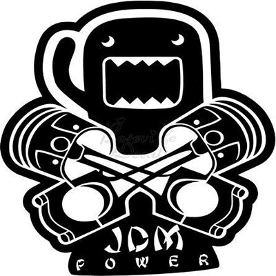 Roseville Decals JDM Domo Kun Engine Pistons Vinyl Decal Sticker for Home Office Decor Vehicle Window Sign Size- [15 inch] / [38 cm] Tall and Color- Matte Black