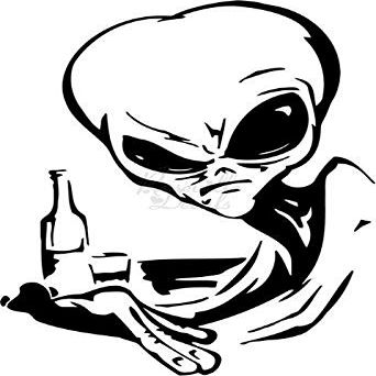 Roseville Decals Alien Drinking Beer Alchohol Vinyl Decal Sticker for Home Office Decor Vehicle Window Sign Size- [15 inch] / [38 cm] Tall and Color- Matte White
