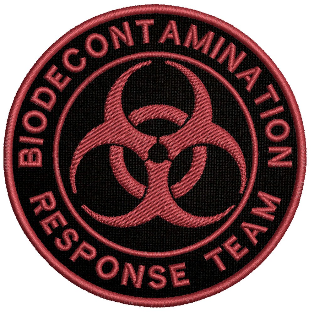 Bio-Decontamination Response Team - Biohazard Symbol Outbreak 19 Theme - Vacation Souvenir Embroidered Premium 3.5" Patch Iron On or Sew On Biker Emblem Decorative Outdoor Indoor Gear Appliques