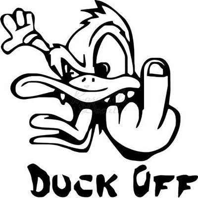 Roseville Decals Duck Off Mad Middle Finger Vinyl Decal Sticker for Home Office Decor Vehicle Window Sign Size- [15 inch] / [38 cm] Tall and Color- Matte Black