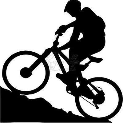 Roseville Decals Mountain Biking Bike Bicycle Vinyl Decal Sticker for Home Office Decor Vehicle Window Sign Size- [6 inch] / [15 cm] Tall and Color- Gloss White