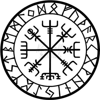 Roseville Decals Rune Compass Viking Vinyl Decal Sticker for Home Office Decor Vehicle Window Sign Size- [12 inch] / [30 cm] Tall and Color- Gloss White