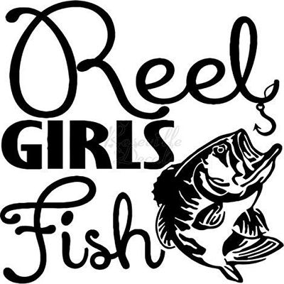 Roseville Decals Reel Girls Fish Bass Fishing Vinyl Decal Sticker for Home Office Decor Vehicle Window Sign Size- [6 inch] / [15 cm] Tall and Color- Gloss Black