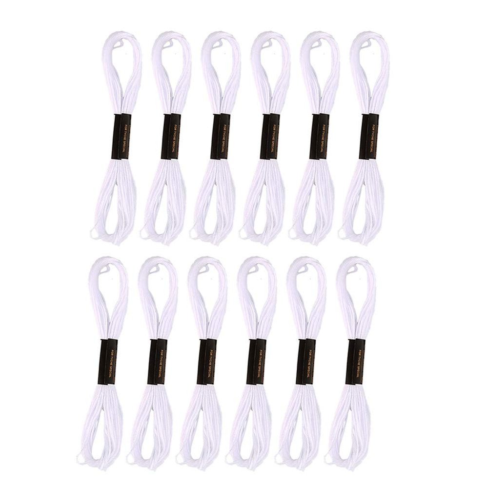 Flybloom Cross Stitch Threads, Cotton Embroidery Floss for Knitting Cross Stitch Craft Supply(White)