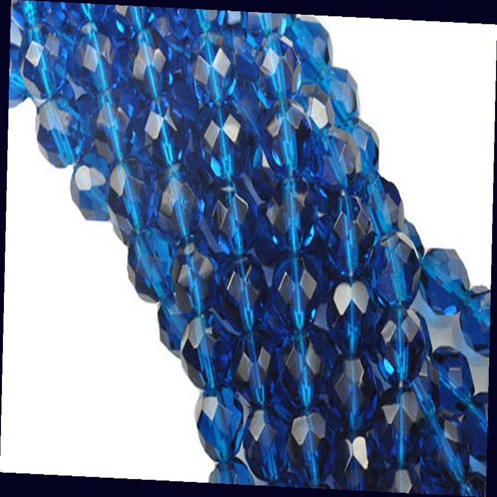 10 Capri Blue Faceted Fire Polished Round Glass Beads for Jewelry Making Bracelets, Necklaces 8mm Supplies for DIY Crafts Beadwork