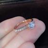 925 Sterling Silver Fashion 18k Rose Gold Bride Ring Round Cut Cubic Zirconia Anniversary Promise Rings CZ Classic Eternity Engagement Wedding Band Ring for Women (US Code 7) view 3
