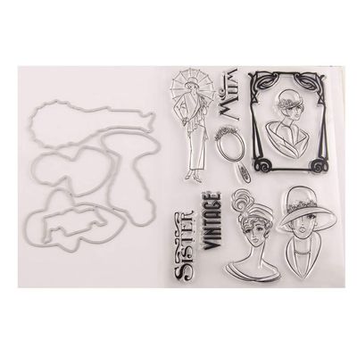 Sister Vintage Silicone Clear Stamp and Die Sets for Card Making, DIY Embossing Photo Album Decorative Craft