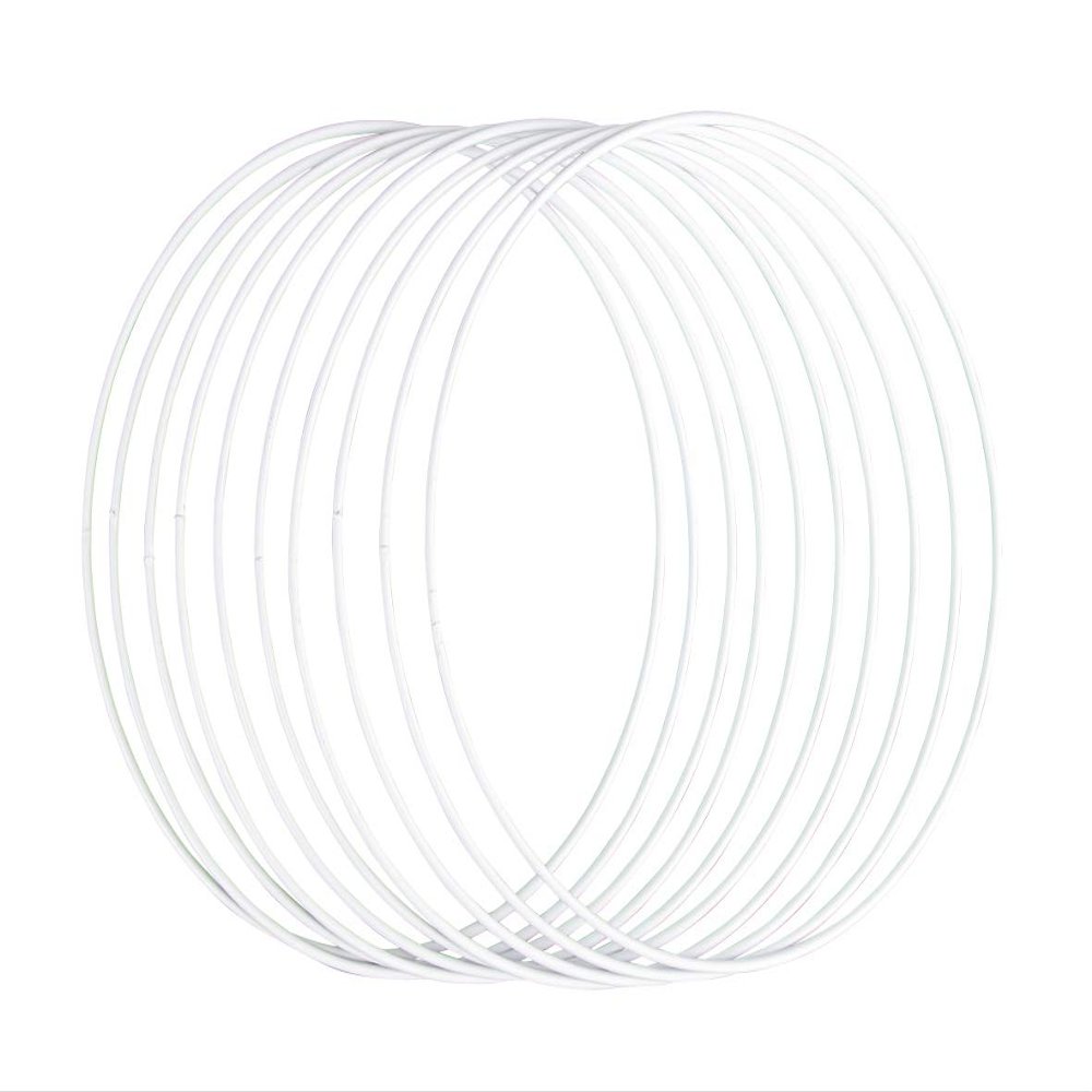 Rayher Metal Rings Coated 20 cm Diameter Box of 10 White, std