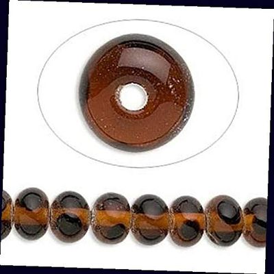 1 Strand Tiger Eye Lampwork Amber Black Rondelle Glass Beads for Jewelry Making Bracelets, Necklaces / 10x7mm Supplies for DIY Crafts Beadwork
