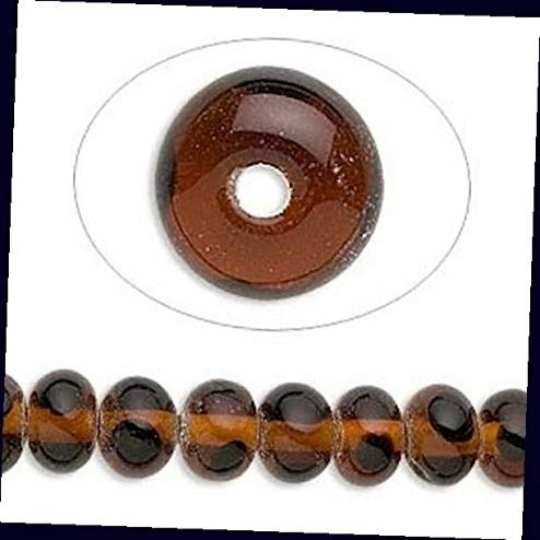 1 Strand Tiger Eye Lampwork Amber Black Rondelle Glass Beads for Jewelry Making Bracelets, Necklaces / 10x7mm Supplies for DIY Crafts Beadwork