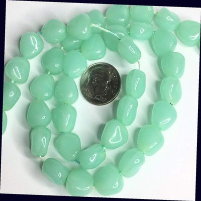 1 Strand Rock Opal Light Aqua Czech Pressed Glass Beads for Jewelry Making Bracelets, Necklaces / 11x6mm Supplies for DIY Crafts Beadwork