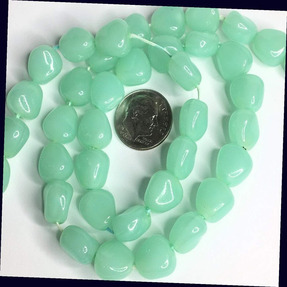 1 Strand Rock Opal Light Aqua Czech Pressed Glass Beads for Jewelry Making Bracelets, Necklaces / 11x6mm Supplies for DIY Crafts Beadwork
