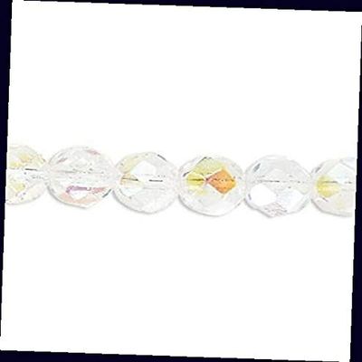50 Ab Crystal Clear Czech Pressed Fire Polished Glass Beads for Jewelry Making Bracelets, Necklaces / 8mm Supplies for DIY Crafts Beadwork