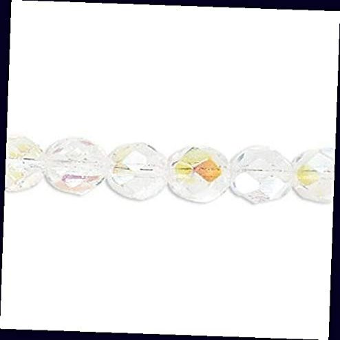 50 Ab Crystal Clear Czech Pressed Fire Polished Glass Beads for Jewelry Making Bracelets, Necklaces / 8mm Supplies for DIY Crafts Beadwork