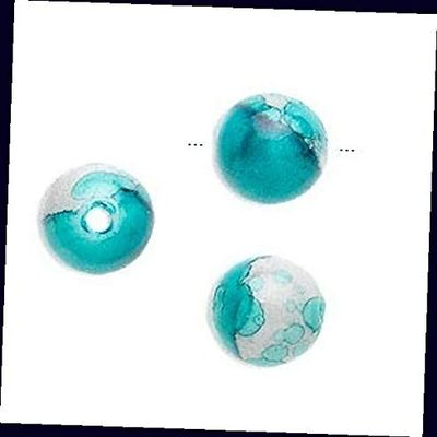 100 Acrylic Turquoise Blue & Gray Round Beads for Jewelry Making Bracelets, Necklaces / 12mm Supplies for DIY Crafts Beadwork