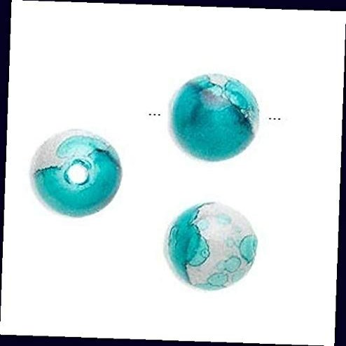 100 Acrylic Turquoise Blue & Gray Round Beads for Jewelry Making Bracelets, Necklaces / 12mm Supplies for DIY Crafts Beadwork