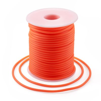 Pandahall 16.4 Yards 4mm Hollow Pipe Rubber Tubing Jewelry Cord with 2mm Hole PVC Tubular Synthetic Tube Thread for Bracelet Necklace Making OrangeRed