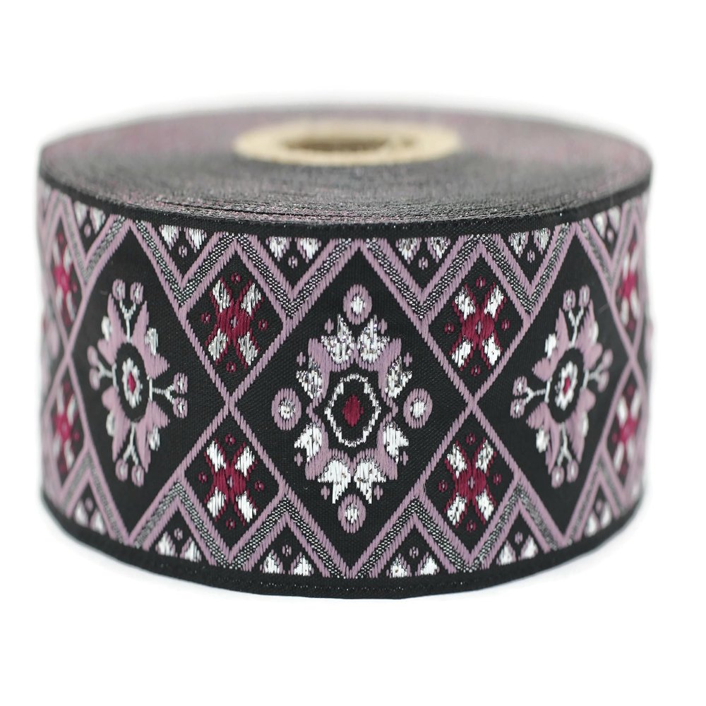 11 Yard Spool 1.37 inches Wide Poudre Geometric Ribbon Geometric Jacquard Trim Craft Supplies Vintage Trim Jacquard Ribbon 35975