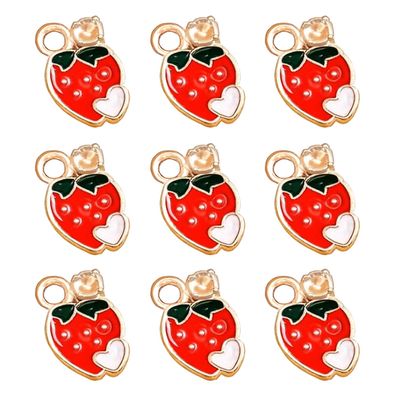 50 Pcs Strawberry Charms, Sweet Like Strawberry Shaped Mini Charms Pendant SiegYma DIY Making Necklace Bracelet Women Gift Fruit Accessories Decoration