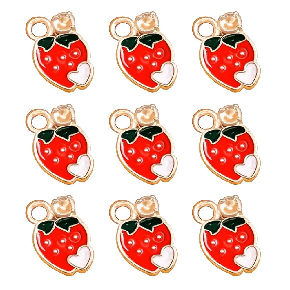 50 Pcs Strawberry Charms, Sweet Like Strawberry Shaped Mini Charms Pendant SiegYma DIY Making Necklace Bracelet Women Gift Fruit Accessories Decoration