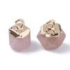 FASHEWELRY 10Pcs Faceted Polygon Natural Strawberry Quartz Stone Pendants Crystal Healing Chakra Gemstone Charms with Gold Loop 12x10mm for Jewelry Necklace Craft Making view 3
