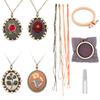 4 Sets of Embroidery Beginner Kit Embroidered Stitching Pendants Hand Sewing Necklace Earrings Pendants for Art Crafts Sewing and Hanging view 1
