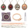 4 Sets of Embroidery Beginner Kit Embroidered Stitching Pendants Hand Sewing Necklace Earrings Pendants for Art Crafts Sewing and Hanging view 4