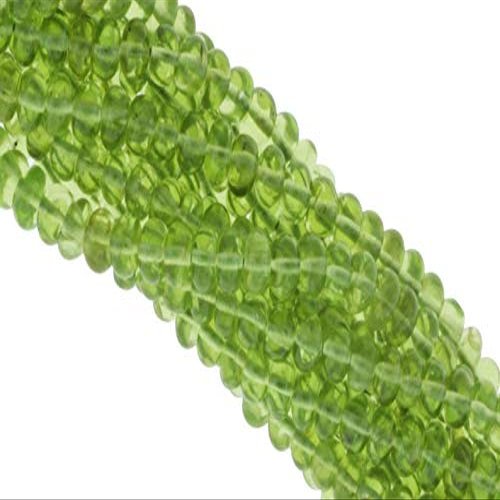 Green Peridot 4.5mm Smooth Rondelles 13" Bead Strand