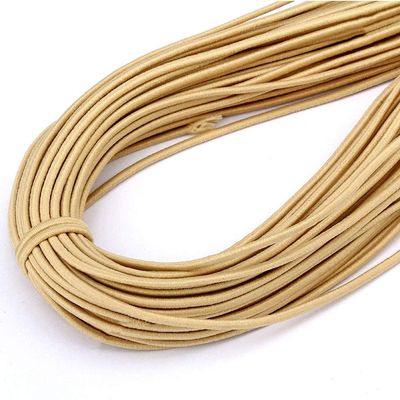 50 Yards 2mm High Elasticity Cord Round Beading Thread Strings Nylon Rope Elastic Band for DIY Masks Jewelry Making Gift Wrapping Hair Accessories Sewing Crafts Supplies (Khaki)