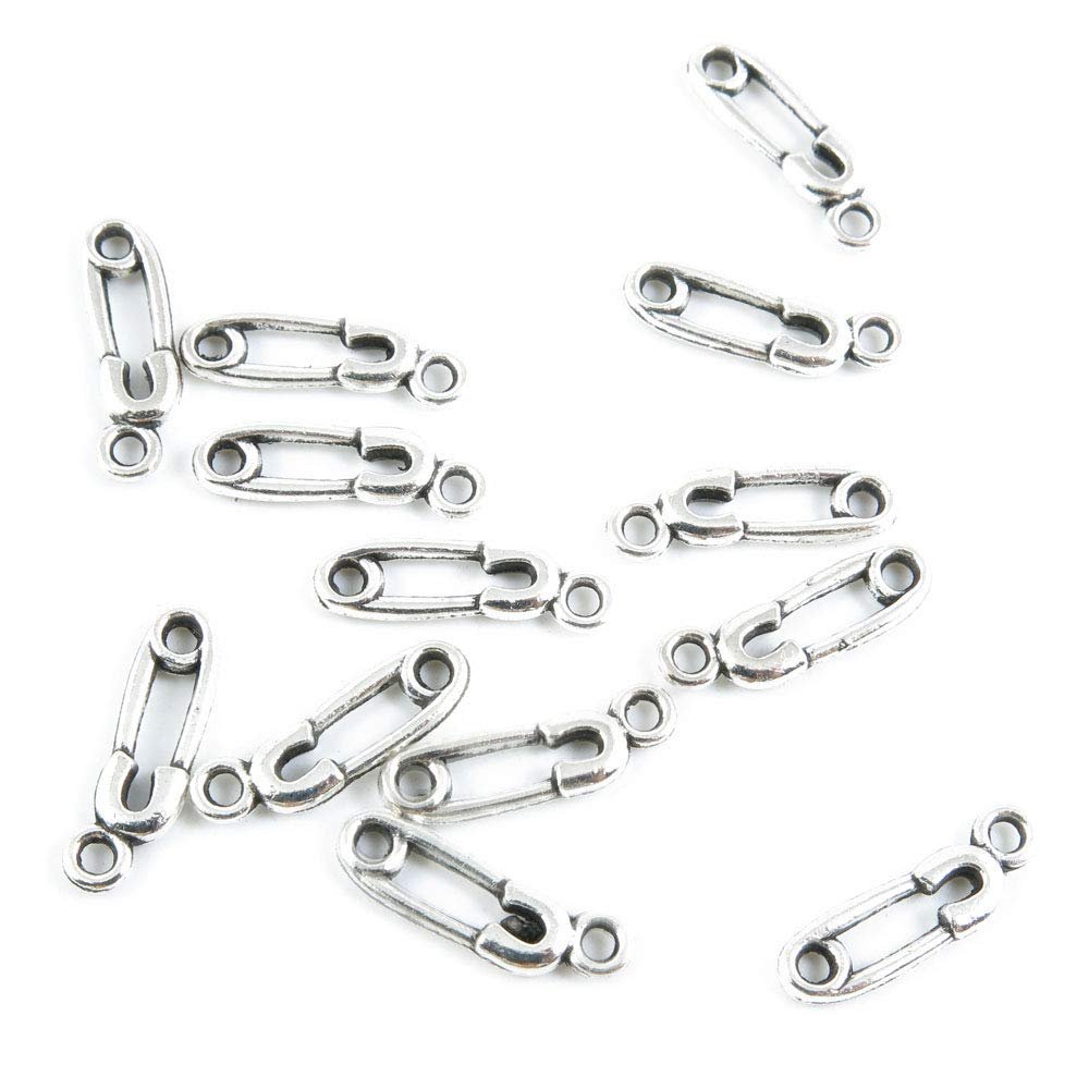 100 PCS Antique Silver Plated Jewelry Making Charms Supplies Crafting X4NW1R Fake Safety Pins