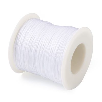 Cheriswelry 100M 0.8mm Nylon Beading Cord White Chinese Knotting Rattail Macrame Thread String Roll for Jewelry Making Kumihimo Wrapping Supplies DIY Crafts