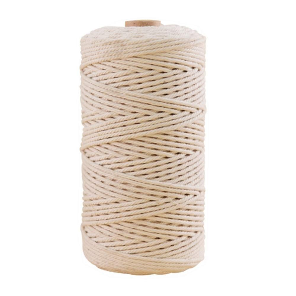 Macrame Cotton Cord 4mm X 109 Yards, Natural Beige Twine String Cotton Rope Craft Cord for DIY Crafts Knitting Wall Hanging, Plant Hangers, Pet Toys, Decorative Projects (4mm X 109 Yards)