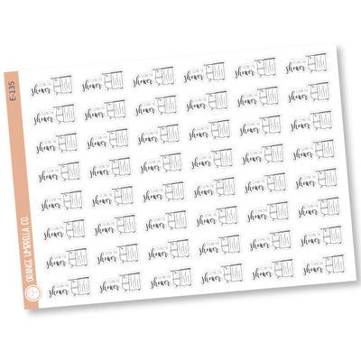 Clean The Shower Icon Script Planner Stickers, F2 (E-135)