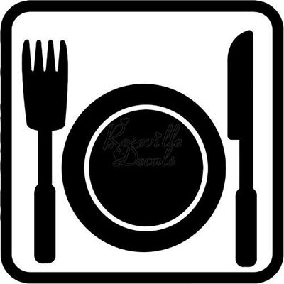 Roseville Decals Dinner Setting Food Cooking Server Vinyl Decal Sticker for Home Office Decor Vehicle Window Sign Size- [20 inch] / [50 cm] Wide Color- Matte Black