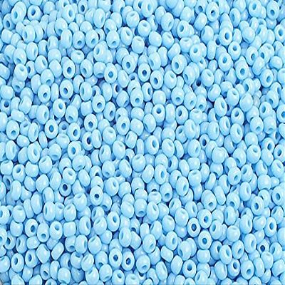 Czech Glass Seed Beads 10/0 (2.3mm Diameter) Opaque Light Blue Strung DIY Jewelry Making Beads - 500g Bulk Bag by Preciosa (Jablonex)