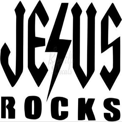 Roseville Decals Jesus Rocks Christian Vinyl Decal Sticker for Home Office Decor Vehicle Window Sign Size- [12 inch] / [30 cm] Wide Color- Matte White