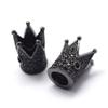 Fashewelry 10Pcs Cubic Zirconia King Crown Spacer Beads Black Solid Metal Loose Beads with CZ Black Micro Pave Setting Stones 12x10mm for Jewelry Making Hole: 1.5mm view 1