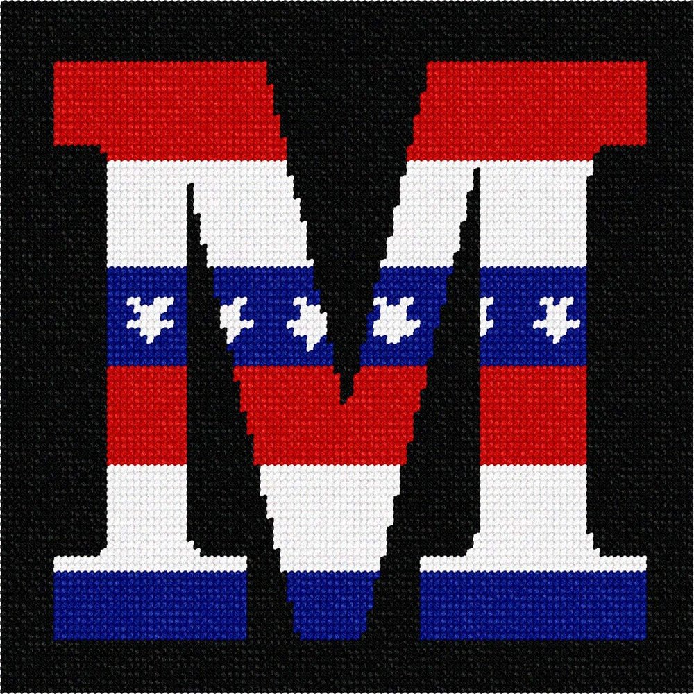 Pepita Needlepoint kit: Letter M USA, 8" x 7"
