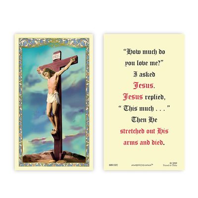 Christian Brands Catholic Holy Cards - Laminated Inspirational Prayer Card with Gold Foil Embossing, 25-Count, Crucifixion