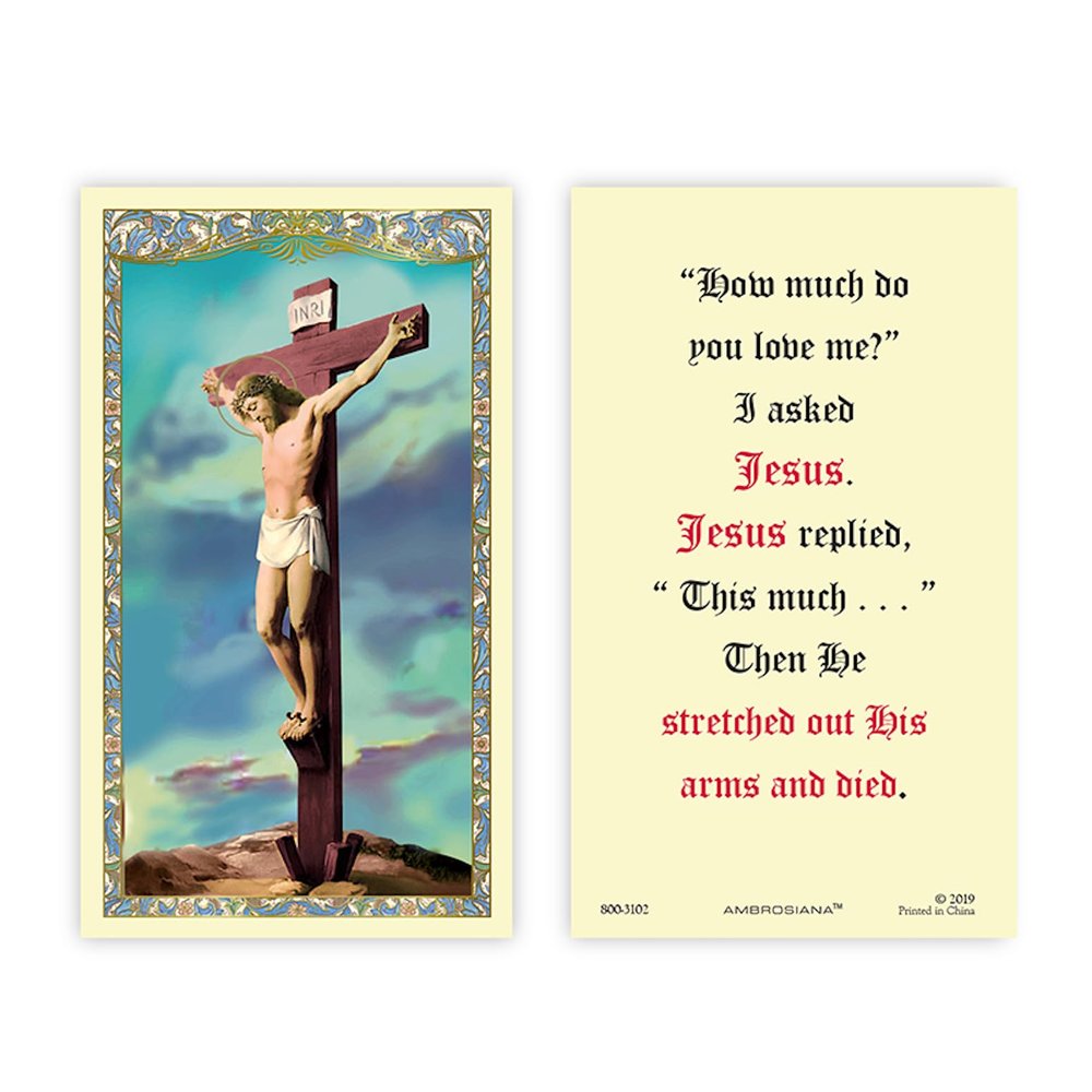 Christian Brands Catholic Holy Cards - Laminated Inspirational Prayer Card with Gold Foil Embossing, 25-Count, Crucifixion