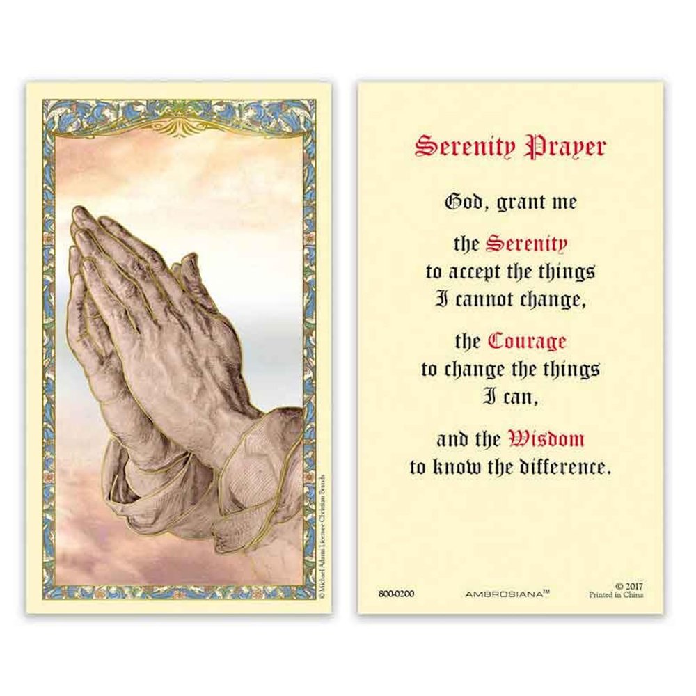 Christian Brands Catholic Holy Cards - Laminated Inspirational Prayer Card with Gold Foil Embossing, 25-Count, Praying Hands