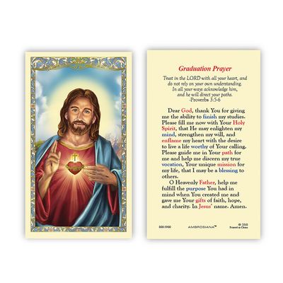 Christian Brands Catholic Holy Cards - Laminated Inspirational Prayer Card with Gold Foil Embossing, 25-Count, Sacred Heart Vocation Prayer