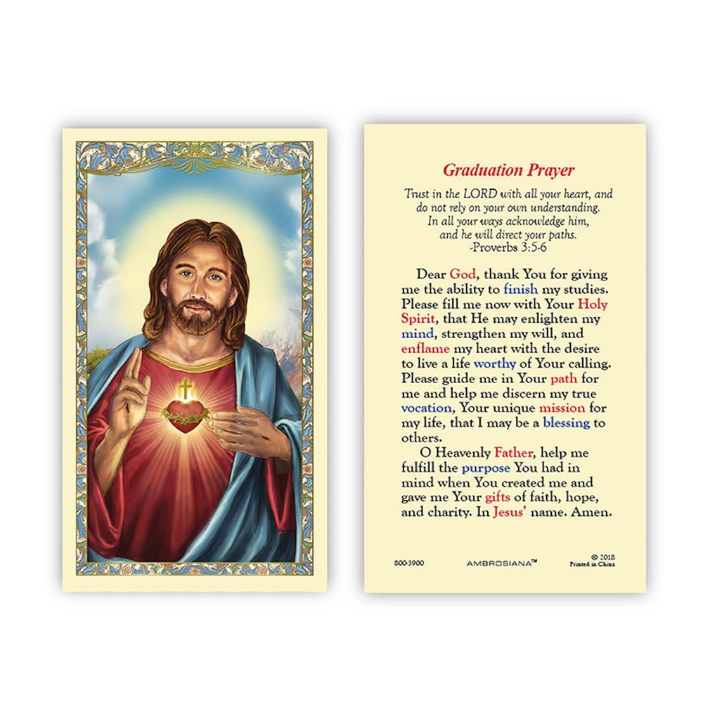 Christian Brands Catholic Holy Cards - Laminated Inspirational Prayer Card with Gold Foil Embossing, 25-Count, Sacred Heart Vocation Prayer
