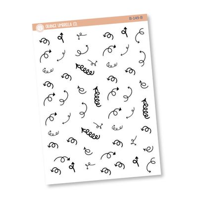 Arrows - Mini Coils/Springy Planning Stickers | (B-149-B) Black