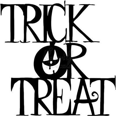 Roseville Decals Trick Or Treat Halloween Vinyl Decal Sticker for Home Office Decor Vehicle Window Sign Size- [6 inch] / [15 cm] Wide Color- Gloss White