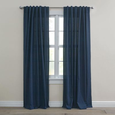BrylaneHome Poly Cotton Canvas Back-Tab Panel - 48" W 84" L, Navy
