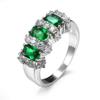 925 Sterling Silver Fashion Natural Emerald Sapphire Ring Oval Perfect Cut 3-Stone Rainbow Cubic Zirconia Rings CZ Classical Eternity Engagement Wedding Band Ring for Women (Emerald, US Code 10) view 1