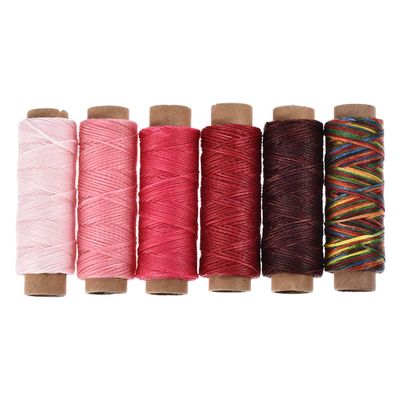 uxcell Leather Sewing Thread Set 55 Yards 175D/1mm Polyester Flat Waxed Cord for Hand Stitching Leather Bookbinding, Craft DIY, (Bright Colors, 6Pcs)