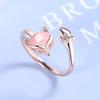 SixTwo Rose Gold & White Gold Plated Women Fox Tail Open Rings Fine Jewelry Inlaid Pink Cubic Zirconia Gift Created Pink Opal & White Cubic Zirconia Accents Engagement Wedding Ring Bands (Rose Gold) view 2