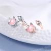 SixTwo Rose Gold & White Gold Plated Women Fox Tail Open Rings Fine Jewelry Inlaid Pink Cubic Zirconia Gift Created Pink Opal & White Cubic Zirconia Accents Engagement Wedding Ring Bands (Rose Gold) view 3